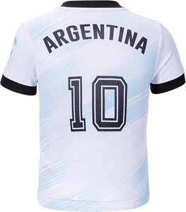 Conjunto de Camiseta de Fútbol de Argentina, Pantalones Cortos Blancos y Negros con el Número 10, Ropa Deportiva de Poliéster para Niños - Product Image 5
