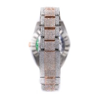 Montre mécanique automatique pour homme en acier inoxydable de luxe vintage de haute qualité en or rose avec diamant moissanite et boîtier rond