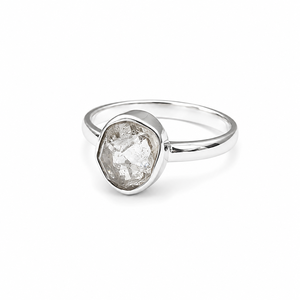 Anillo Minimalista de Cuarzo Herkimer Natural, Plata 925, Hecho a Mano, Cuarzo Crudo Solitario, Joyería Fina, Mayorista - Product Image 2