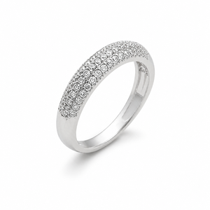 925 <b>Sterling</b> <b>Silver</b> Women's Triple Row <b>Eternity</b> Band <b>Ring</b> with Cubic Zirconia Classic Elegant High Polish Finish Wedding Party D - Product Image 3