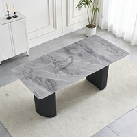Table à manger en céramique noire minimaliste nordique, design moderne, 8 places, rectangulaire, réglable, meubles de salle à manger