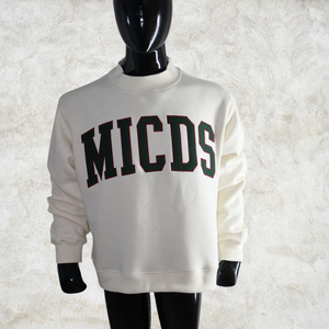 Sudadera de cuello redondo Micd Letter, ajuste regular, de algodón tejido, unisex, informal, para otoño, blanca, con estampado frontal, de tejido grueso. - Product Image 6