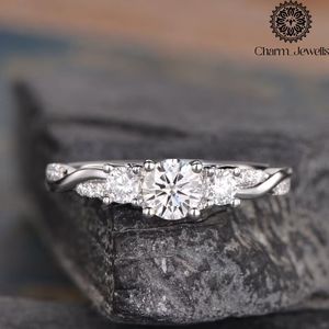 Charm_Jewells IGI Certified 3 GM <b>Silver</b> 18K Gold Plated Cushion Cut Moissanite Eternity <b>Band</b> <b>Ring</b> Prong Setting Women's <b>Ring</b> - Product Image 5