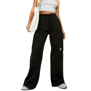 Pantalones cargo rectos de moda urbana europea y americana para mujer, con múltiples bolsillos, de cintura alta, delgados y holgados. - Product Image 2