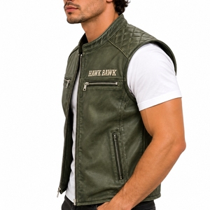 Custom Men's Genuine Leather Biker Vest Winter Casual Outerwear Breathable Comfort Fit Custom Made Heavy Duty <b>Waistcoat</b> - Product Image 3