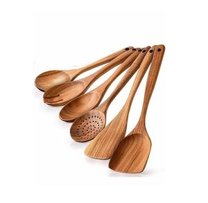 Ensemble de cuillères en bois écologiques pour la cuisine, avec spatule, louche, spatule à retourner et cuillère à mélanger pour la préparation des aliments - Product Image 1