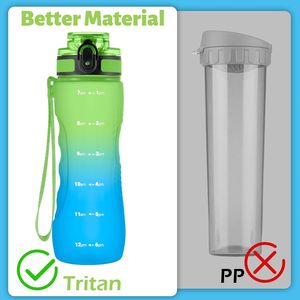 Borraccia sportiva motivazionale con indicatore del tempo, senza BPA, grande capacità, a prova di perdite, con tracolla - Product Image 2