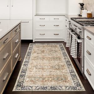 Tappeto Lavabile in Poliestere a Pelo Corto GarveeHome 6x9, Stile <span class=keywords><strong>Orientale</strong></span> Rustico, Resistente alle Macchie, Antiscivolo per Soggiorno - Product Image 1
