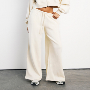 Custom <b>Women's</b> Off White Wide Leg Sweatpants Casual Polyester Cotton Loose Fit Oversized <b>Joggers</b> Wholesale OEM <b>Joggers</b> For <b>Women</b> - Product Image 1