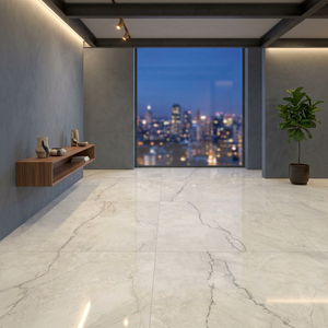 Carreaux de sol en porcelaine antibactériens brillants et émaillés Vistaar Alecia Crema Grey 1000x1000mm 12mm d'épaisseur pour piscine - Product Image 6