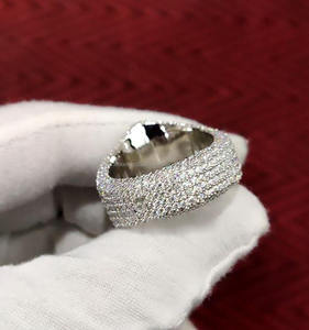 Custom Iced Hip Hop Style Cluster <b>Ring</b> <b>925</b> Sterling <b>Silver</b> Moissanite Engagement Wedding Man's Anniversary Gift Rhodium Plated - Product Image 2