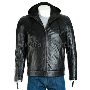 New Arrival Factory Proper Design Men's Leather <b>Jacket</b> Cheap Price Heavyweight <b>Sheepskin</b> Hooded Collar Leather <b>Jacket</b> - Product Image 2