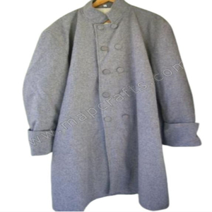 <b>Men's</b> 100% Wool <b>Long</b> Overcoat Single Breasted Solid Woolen French Napoleonic <b>Grey</b> Waterproof Breathable Great <b>Coat</b> - Product Image 4