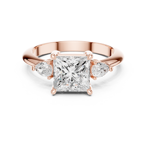 14K Yellow Gold Engagement Ring IGI Certified Lab Grown Diamond 3 CT Princess Cut and Side Pear Cut Anniversary Wedding - Product Image 5