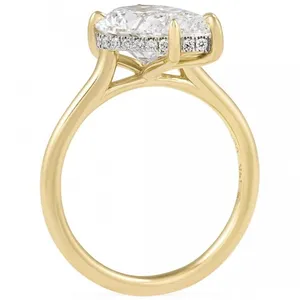 Anillo de Compromiso Vintage con Corte Princesa de Moissanita, Plata 925 Chapada en Oro Amarillo, Joyería Fina TISHYA DIAMOND, Anillo de Boda - Product Image 1