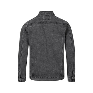 Veste en jean noire pour homme, écologique, vintage, col rabattu, simple boutonnage, effet délavé, manteau d'hiver - Product Image 6