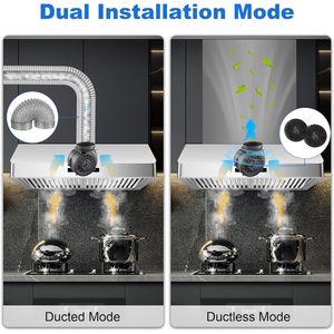 Campana Extractora de Acero Inoxidable de 30 Pulgadas con Control Táctil, Ventilador de Extracción de 600 CFM, 3 Velocidades con Ajustes de Tiempo, Campana Extractora para Mueble de Cocina - Product Image 6