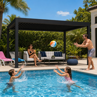 Pergola rectangulaire motorisée en aluminium à toit rétractable, lamelles LED électriques pliables, personnalisable, pour jardin naturel, 3x4m