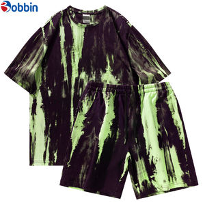 BOBBIN INDUSTRIES Conjunto Deportivo Informal Unisex Cómodo de Manga Corta, Camiseta y Pantalones Deportivos, Tejido Transpirable de Felpa, Poliéster/Algodón - Product Image 1