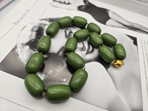 Premium Resin Beaded <b>Necklace</b> Vintage Style Geometric Pattern Colorful Lightweight <b>Statement</b> Party Green Resin Beaded <b>Necklace</b> - Product Image 2