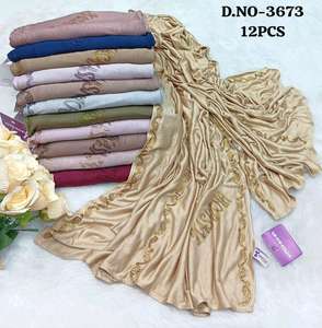 ชุดฮิญาบผ้าชีฟองซาตินโพลีเอสเตอร์หรูหรา Kashkha ชุด 12 ชิ้น คอลเลคชั่นหลากสี ประดับด้วยคริสตัลสีทองคุณภาพพรีเมียม - Product Image 3