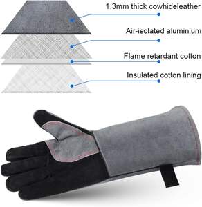 Guantes de Soldadura de Cuero Vacuno de Grano Fino Personalizados, Resistentes, Cómodos, Antideslizantes, Transpirables, Impermeables y Anticorte - Product Image 4