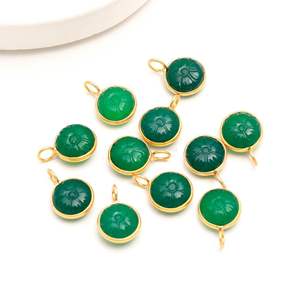 Pendentif en onyx vert naturel sculpté à la main, pierre précieuse, argent sterling 925, charme en onyx vert pour la fabrication de bijoux, vente en gros - Product Image 5