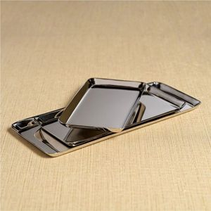 Luxury Stainless Steel <b>Rectangular</b> Serving Tray Set with <b>Gold</b> Ring Handles Modern Decorative <b>Mirror</b> Finish Platter for Hotel - Product Image 4