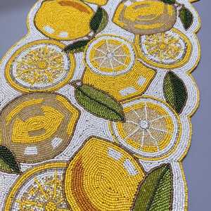 Camino de Mesa de Mosaico de Limón Hecho a Mano, Patrón de Hojas Amarillas y Verdes, Arte Decorativo de Vidrio para Mesa de Comedor - Product Image 3