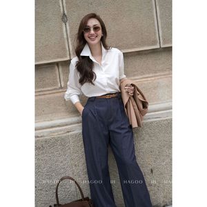 Pantalon droit en jean pour femme Q717, double pli sur le devant, détail de couture élégant, pour un usage quotidien - Product Image 2