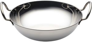 Plat de service en acier inoxydable le plus vendu pour la cuisine indienne, Daal Curry Kadai Wok Bowl Karahi avec poignée en acier, logos personnalisés, compatible lave-vaisselle - Product Image 4