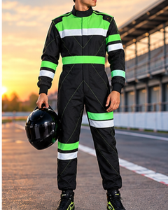 Traje de Carreras Reflectante Verde Neón Negro para Hombre, Manga Larga, Secado Rápido, Poliéster, Mono para Karting y Automovilismo - Product Image 4