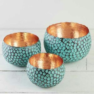 Handmade <b>Copper</b> Tabletop <b>Vases</b> Bohemian Design Hammered Finish Decorative Metal <b>Vases</b> Set of Three - Product Image 6