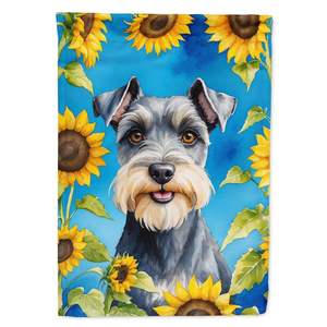 Schnauzer girasoles jardín bandera Multicolor ilustraciones para Patio y patio buzón decorativo y patio Banner para camas de flores - Product Image 1