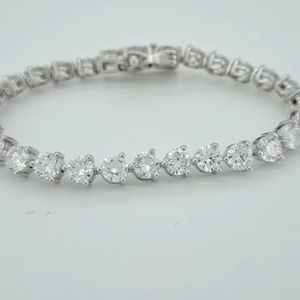 Ensemble de bracelets fins de type tennis en or blanc 14 carats avec diamants de laboratoire taille brillant rond pour femme - Vente en gros - Product Image 1