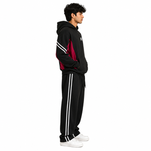 Sudadera con Capucha Personalizada con Bloques de Color y Rayas, Sudadera Oversize de Forro Polar, Estilo Casual Urbano, Chándal, OEM ODM - Product Image 2