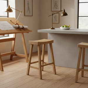 Taburete Alto de Barra, Redondo, de Madera de Caucho Sólida, Moderno, Minimalista, Mueble para el Hogar, Duradero y Ligero - Product Image 4