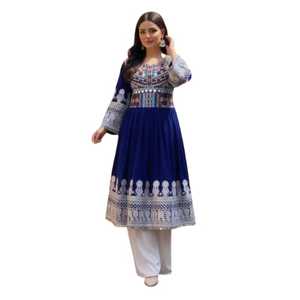 Vestido Afgano Kuchi Hecho a Mano al por Mayor, Tela de Terciopelo de la Mejor Calidad, Diseño de Bordado Kuchi Afgano con Parches, Conjuntos para Mujer - Product Image 1