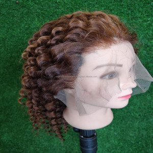 Peluca de pelo virgen rizado India 20-30 pulgadas largas longitudes cortas tupé de encaje transparente Cierre de monofilamento para suizo 20-30 - Product Image 6