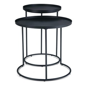 Juego de 2 mesas de centro modernas con estructura de metal, mesas de centro redondas negras para sala de estar, diseño minimalista - Product Image 5