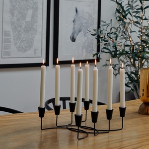 Modern Style <b>Black</b> 8 Light Cup Candelabra Elegant Metal Taper <b>Candlestick</b> Holder Centerpiece For Dining Weddings & Events - Product Image 2