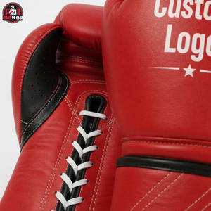 Guantes de Boxeo Negros y Rojos con Cordones Ajustables, de Buena Calidad, con Logotipo Personalizado, el Mejor Proveedor para Entrenamiento y Combate de Adultos - Product Image 6