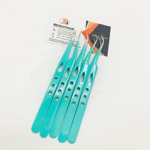 Pinzas de extensión de pestañas con logotipo personalizado, Punta puntiaguda profesional probada a mano, acero inoxidable con recubrimiento en polvo verde agua - Product Image 6