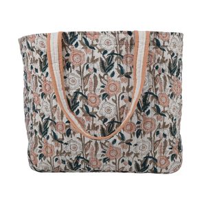 Sac fourre-tout matelassé en coton imprimé à la main de Jaipur, avec fermeture éclair et bandoulière réglable - Product Image 2