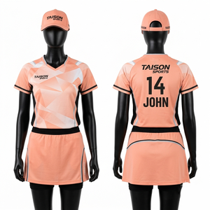 Uniforme de tennis en polyester et élasthanne de qualité supérieure 180 GSM, panneaux latéraux noirs, impression par sublimation, logo personnalisé - Product Image 1