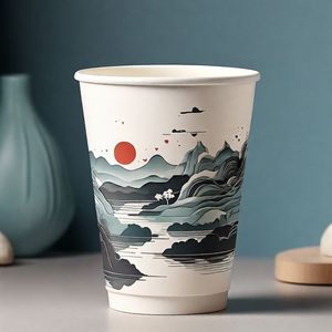 Vasos de papel desechables personalizados con doble pared y relieve para la presentación de café premium y servicio de bebidas - Product Image 5