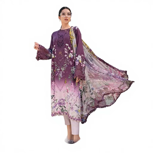 Ensemble de luxe 3 pièces en mousseline brodée de sequins, nouveau style, qualité supérieure, respirant, pour femme, vente en gros - Product Image 1