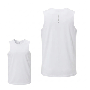 Custom <b>Men</b> Casual <b>White</b> Athletic Tank Top Eco-Friendly Knitted Quick Dry Gym Breathable Spandex/Polyester Running Workout - Product Image 1