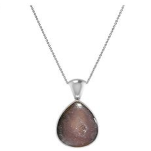 Premium 925 Sterling Silver Silver Plated Fine Pendant Charm Geode Gemstone Pear Marquise Oval Cab Spring <b>Lock</b> Bezel Setting - Product Image 3