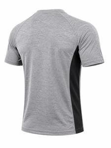 Camiseta de Manga Raglán para Hombre, Color Gris y Negro, Cuello Redondo, Corte Regular, Secado Rápido, Transpirable, Tejido de Punto Jersey, Informal, 180g - Product Image 4